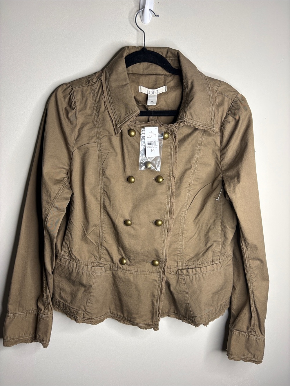 LOFT Khaki Double-Breasted Utility Jacket